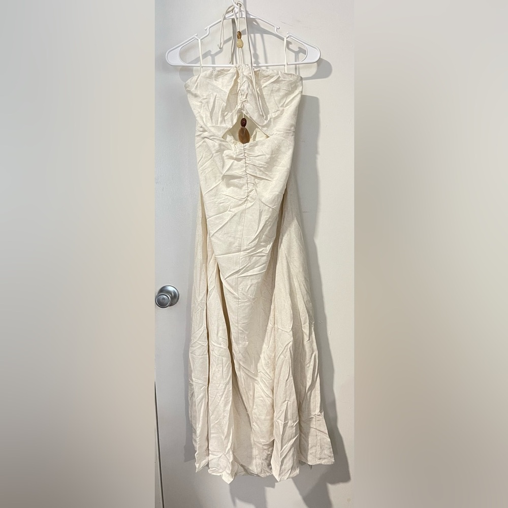 Elegant Cream Strapless Maxi Dress - Picture 7 of 13